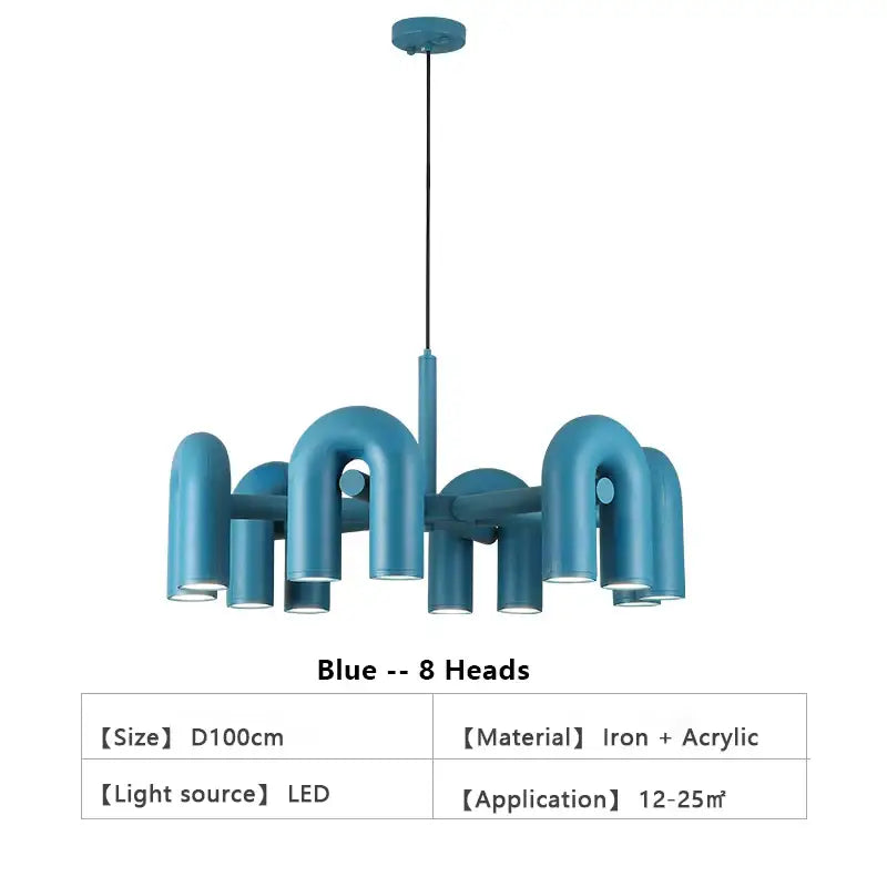 Modern gray eight u shape led ceiling chandelier living room