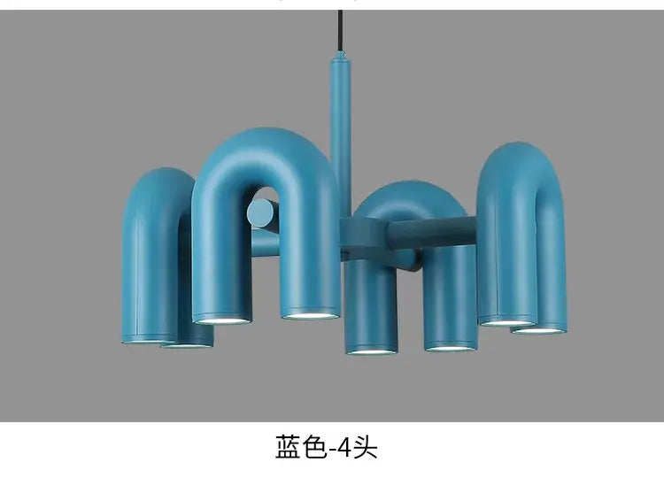 Modern red u shape led ceiling chandelier living room pendant light
