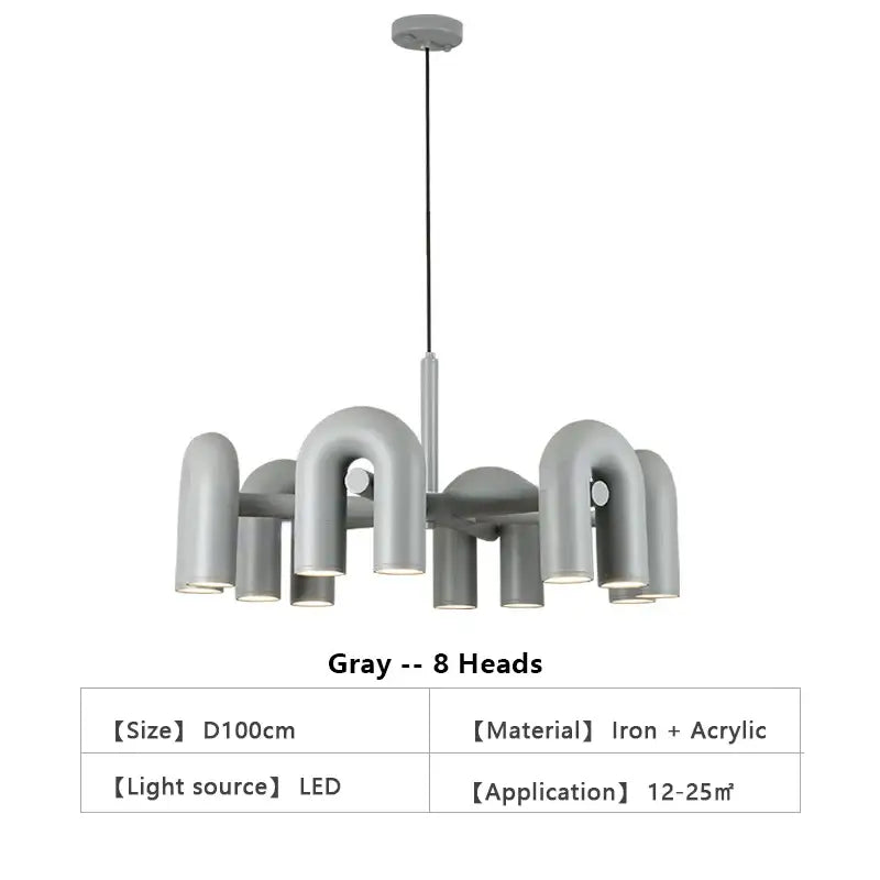 Modern gray eight u shape led ceiling chandelier living room