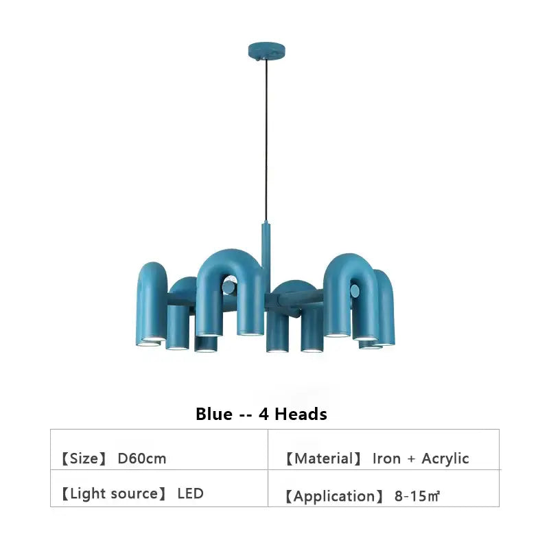 Modern gray eight u shape led ceiling chandelier living room