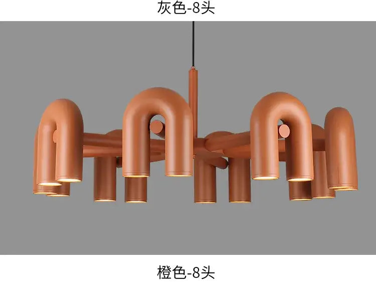 Modern blue u shape led ceiling chandelier living room light