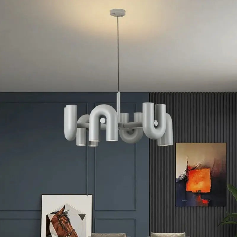 Modern gray eight u shape led ceiling chandelier living room