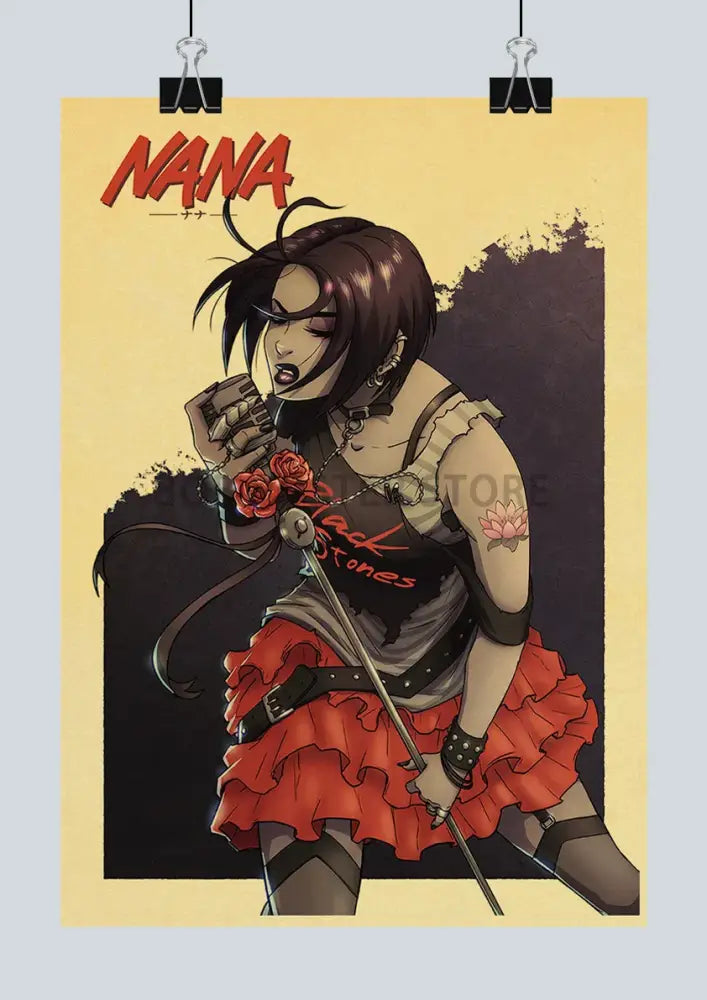 Retro kraft paper anime nana framed poster set kitchen wall decor