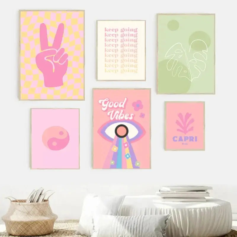 Pastel blue abstract flower wall art for living room