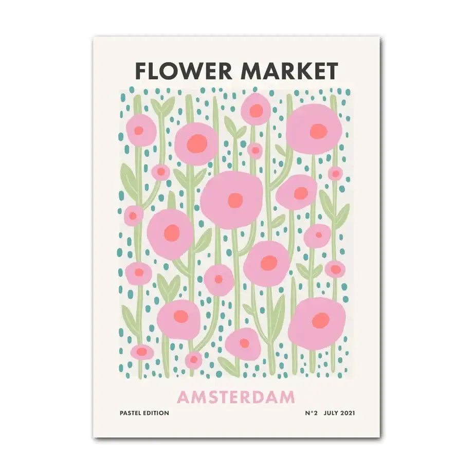 Pastel flower power purple checkered wall art bedroom poster