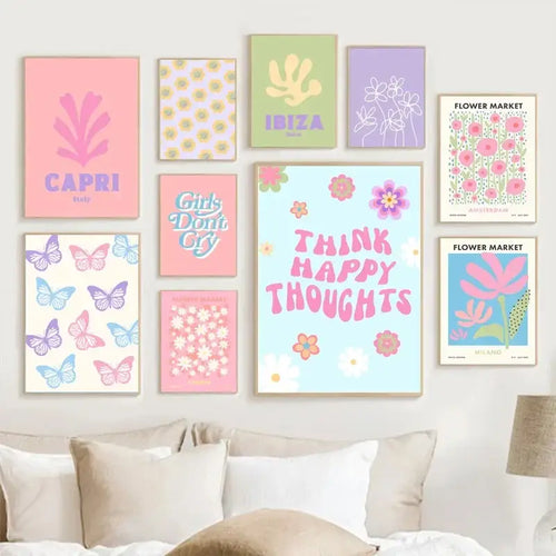 Abstract amsterdam flower market pastel wall art bedroom poster