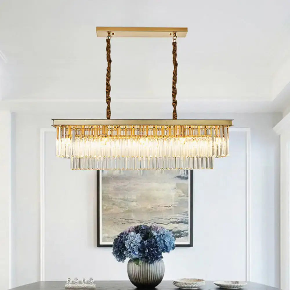 Artistic gold crystal pendant light for living room island