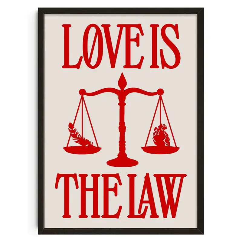 Retro abstract red love is the law canvas print wall art bedroom