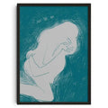 Retro abstract teal & gray canvas print living room wall art
