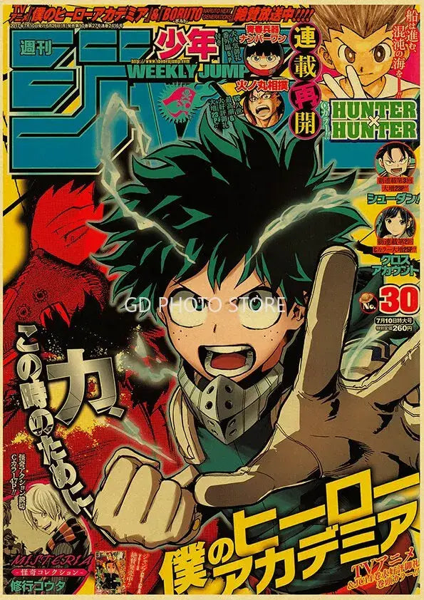 Retro anime poster miracle jump illustration teal bedroom home decor