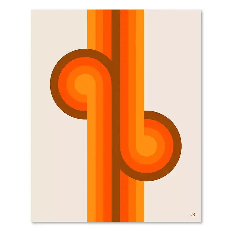 Retro orange & pink wavy art prints living room canvas painting