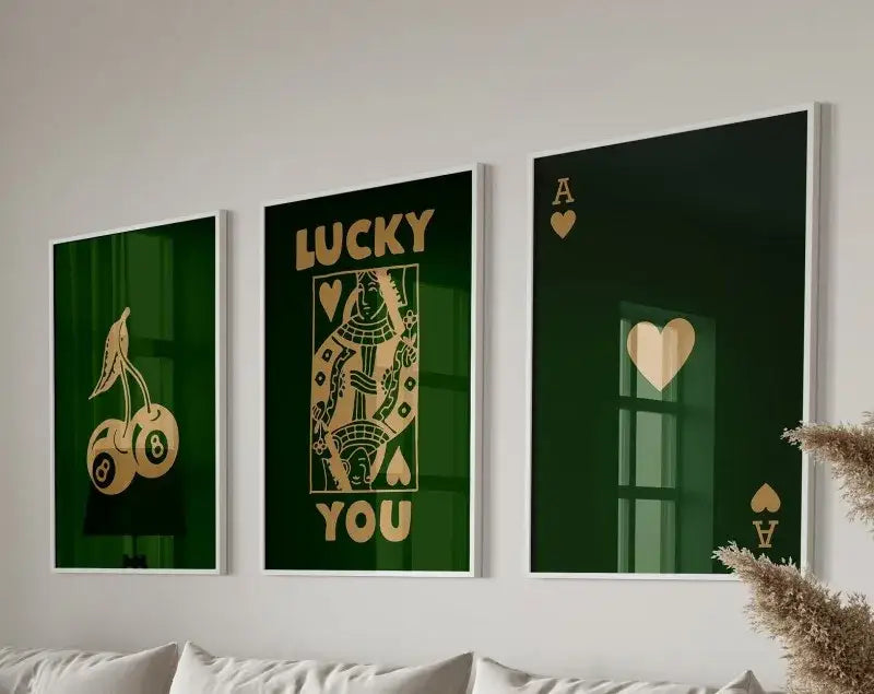 Retro ace card queen hearts canvas paintings living room wall art