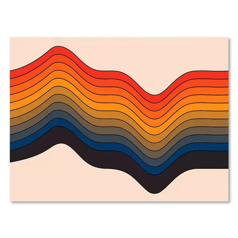 Retro rainbow abstract sunset art prints – living room wall decor