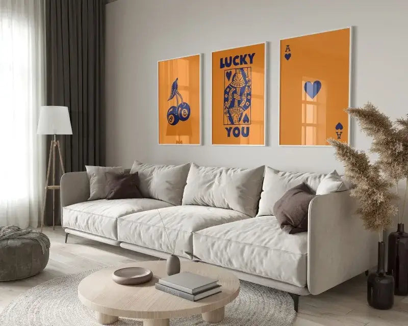 Retro queen of hearts wall art posters set living room decor
