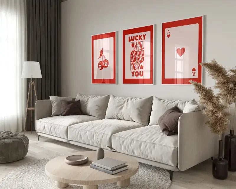 Minimalist beige retro wall art posters set for bedroom decor