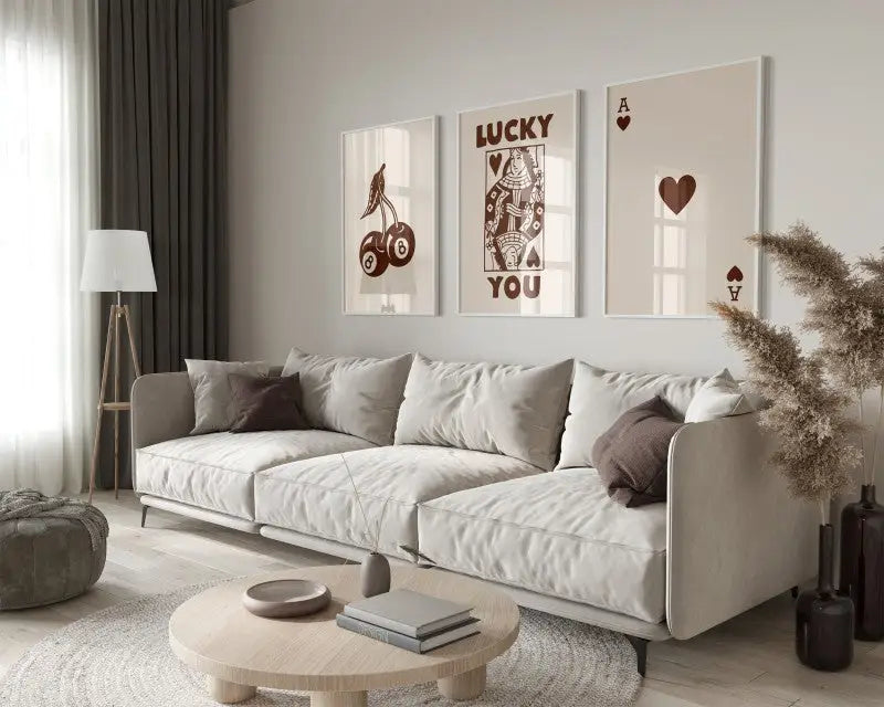Retro queen of hearts wall art set living room decor
