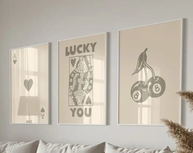 Modern beige & dark brown retro wall art – living room decor