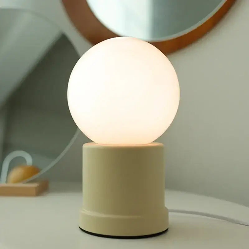 Bauhaus orange & white ceramic small table lamp bedroom