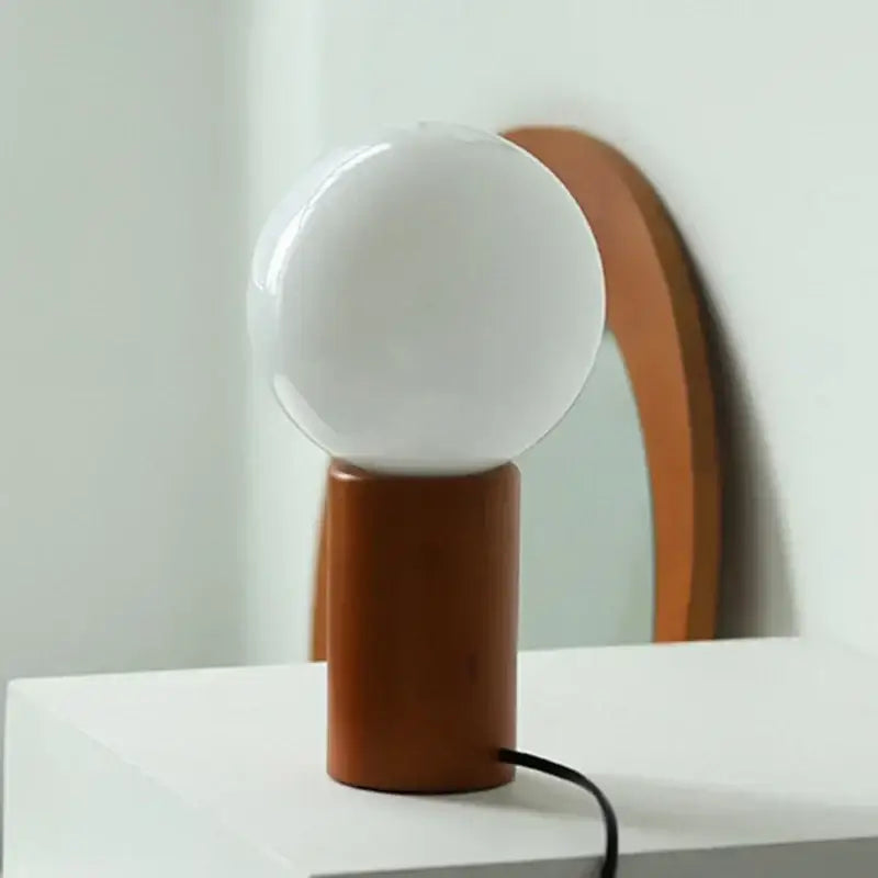 Bauhaus orange & white ceramic small table lamp bedroom