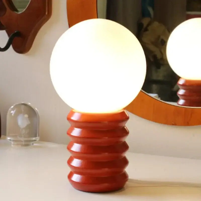 Bauhaus orange & white ceramic small table lamp bedroom