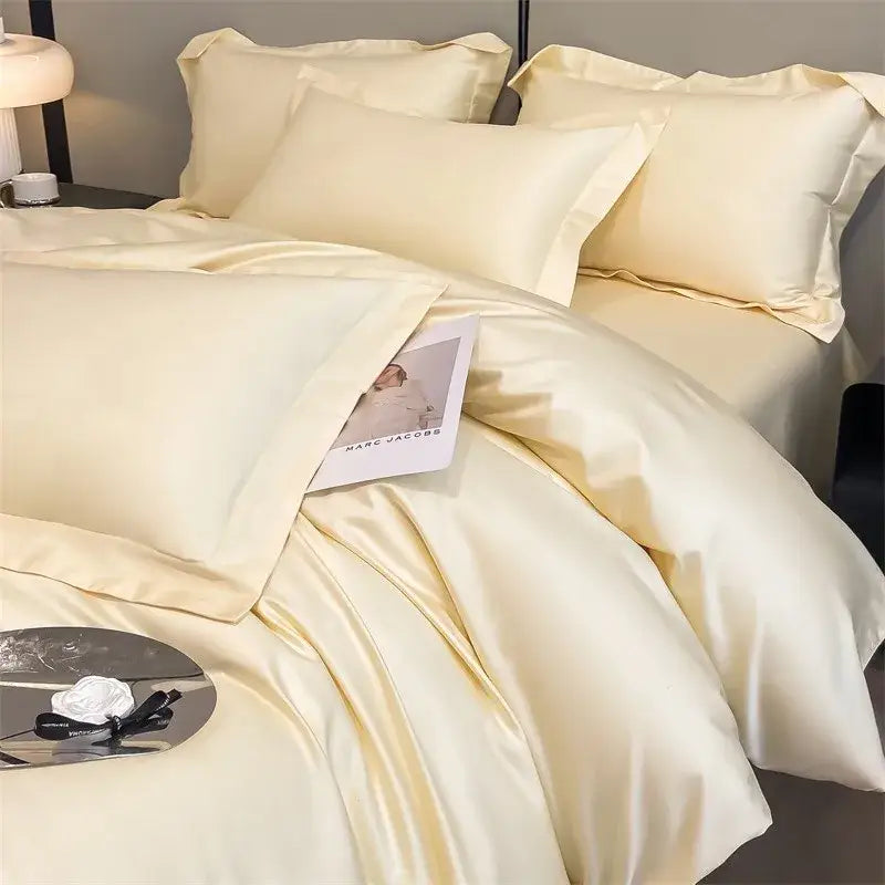 Silver gray satin 1000tc duvet cover set bedroom bedding