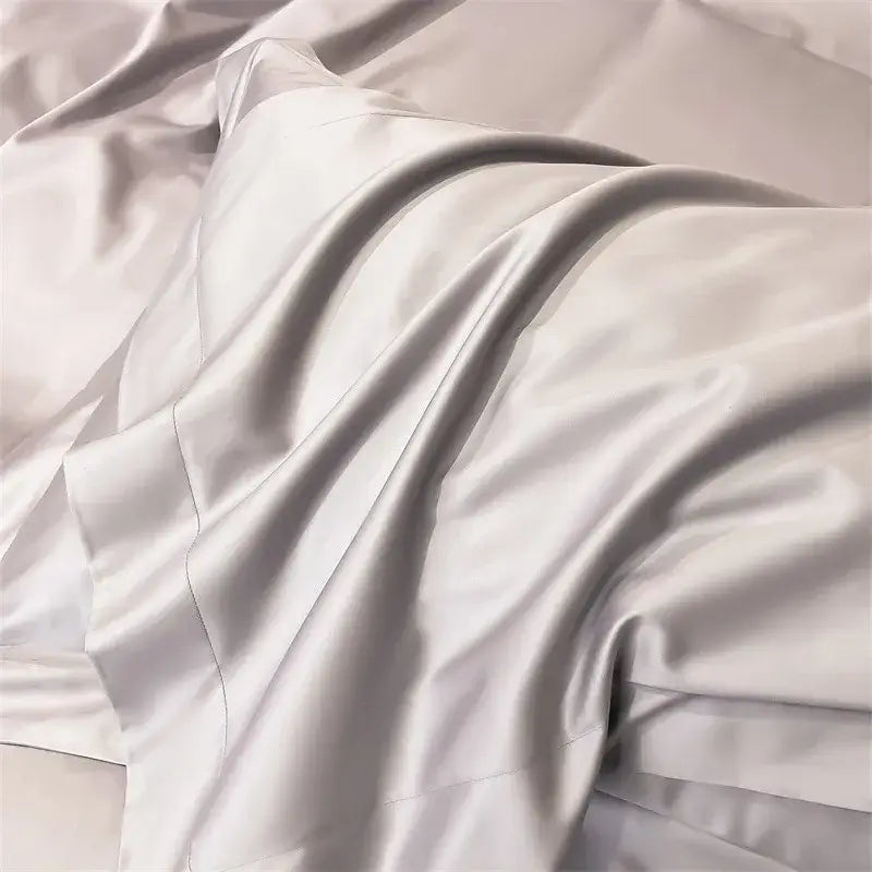 Silver gray satin 1000tc duvet cover set bedroom bedding