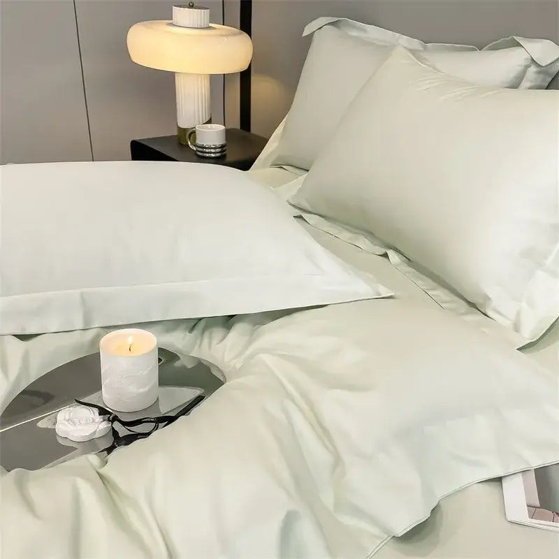 Silver gray satin 1000tc duvet cover set bedroom bedding