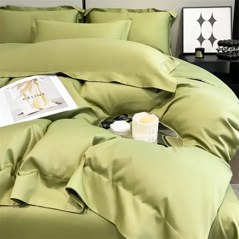 Silver gray satin 1000tc duvet cover set bedroom bedding