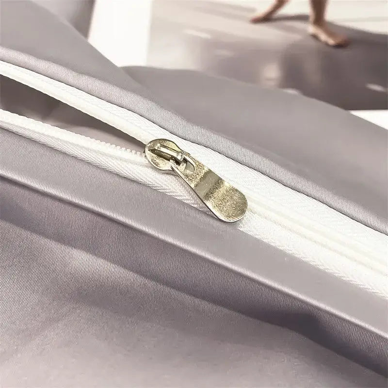 Silver gray satin 1000tc duvet cover set bedroom bedding