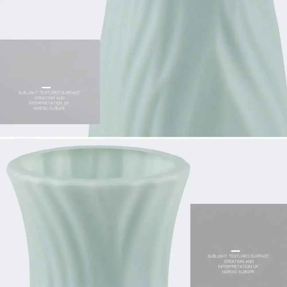 Modern pastel wavy plastic flower vase trio living room decor