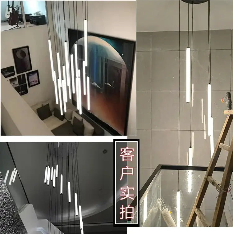 Modern black 18 rod led ceiling chandelier for living room