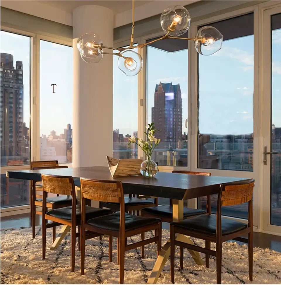 Modern green glass chandelier lighting dining room swirl pendant