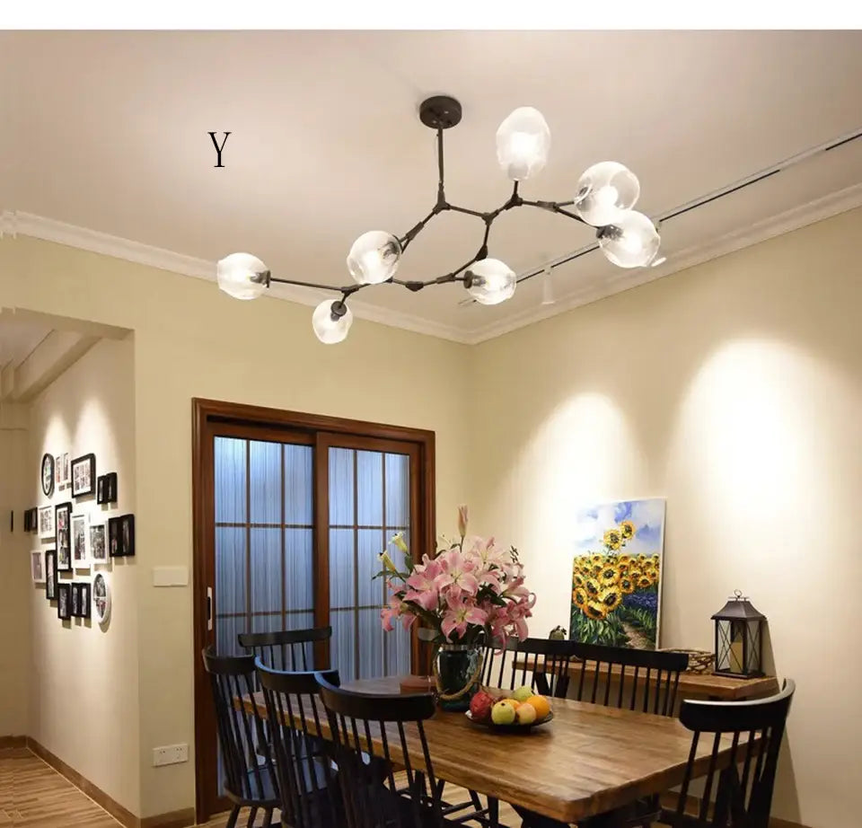 Modern green glass chandelier lighting dining room swirl pendant
