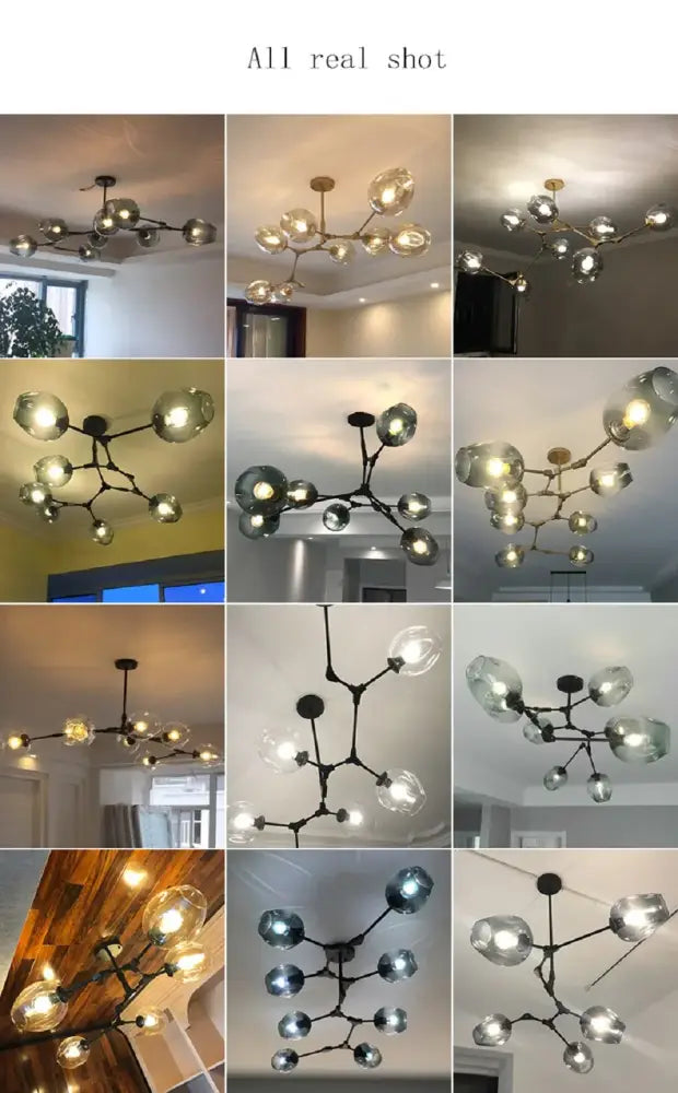 Stylish nordic chandelier with clear glass for dining living room