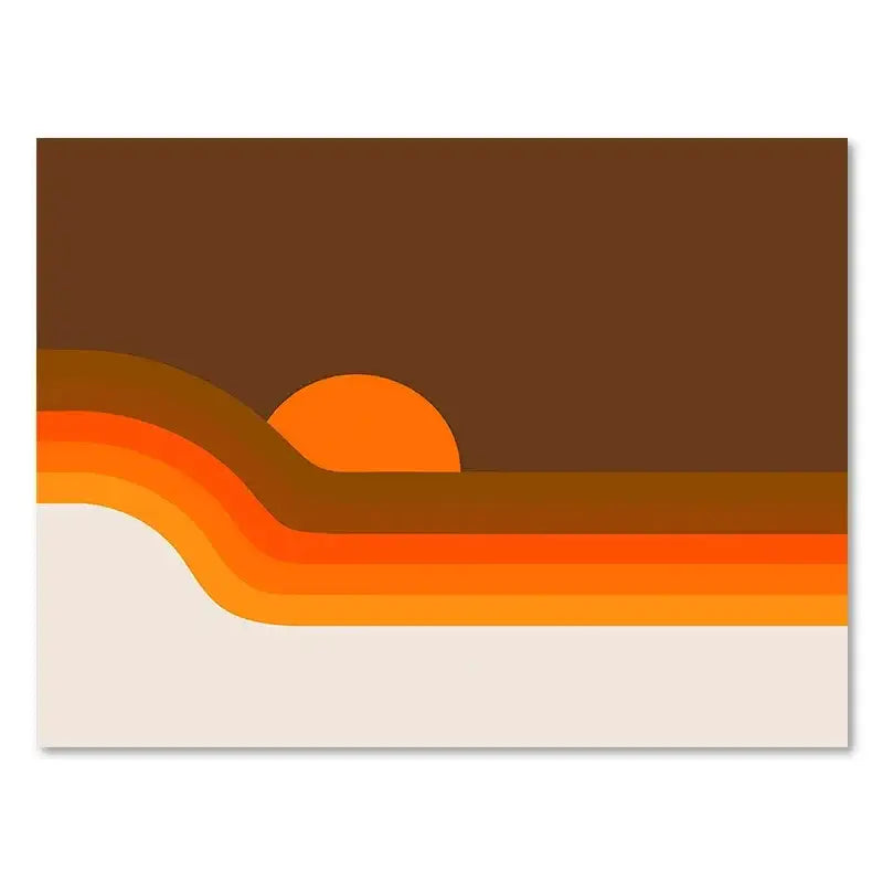 Retro sunset stripes art prints living room wall decor