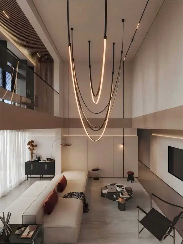 Modern minimalist leather belt led chandelier dining room pendant light