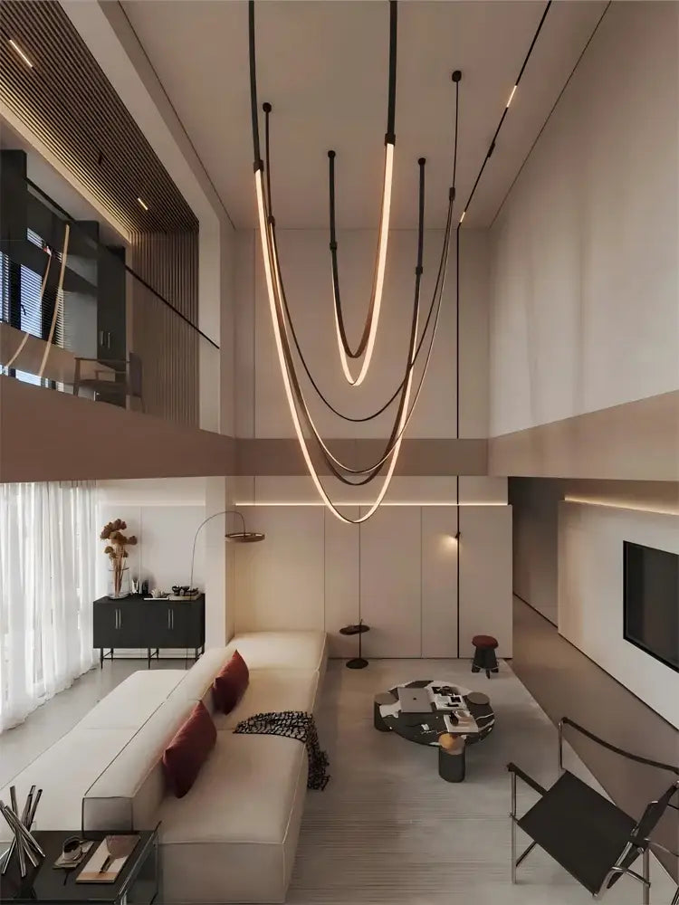 Minimalist silver flexible leather belt wall lamp bedroom light