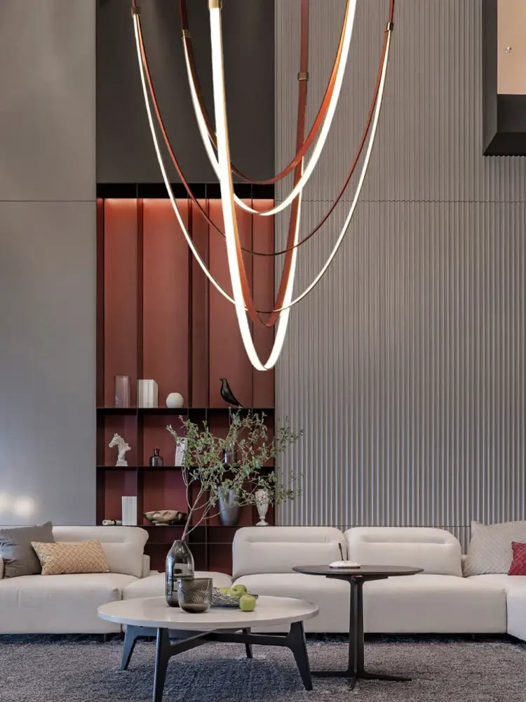 Modern minimalist leather belt led chandelier – living room light