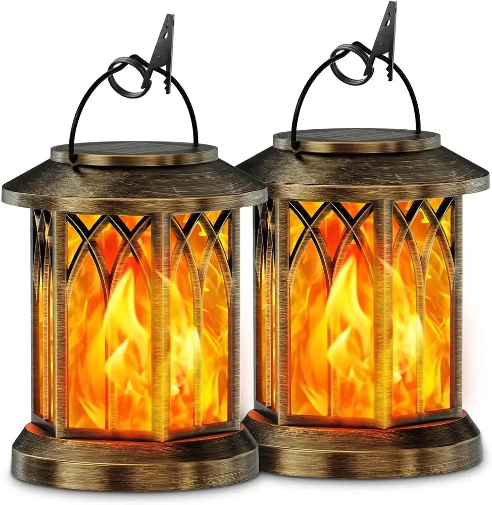 Bronze bronze flickering flame solar lanterns garden decorative light