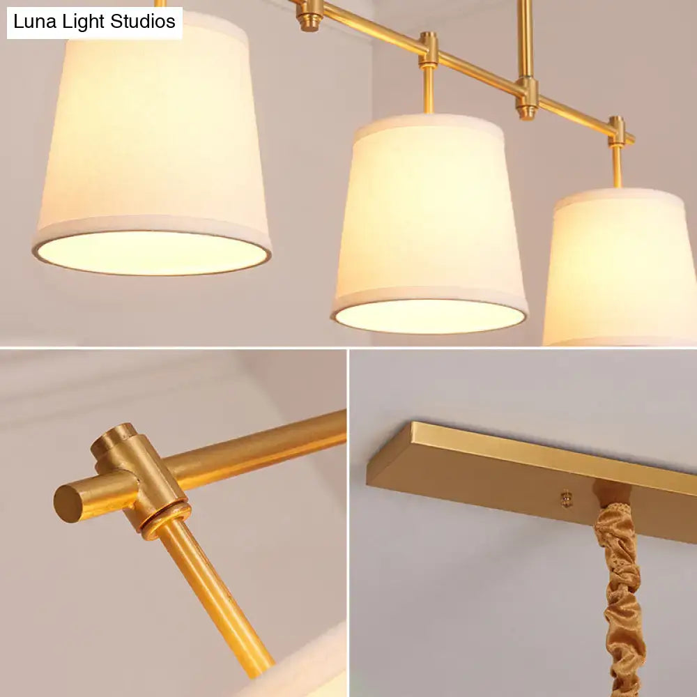 Retro style bucket brass pendant light dining room fabric shades