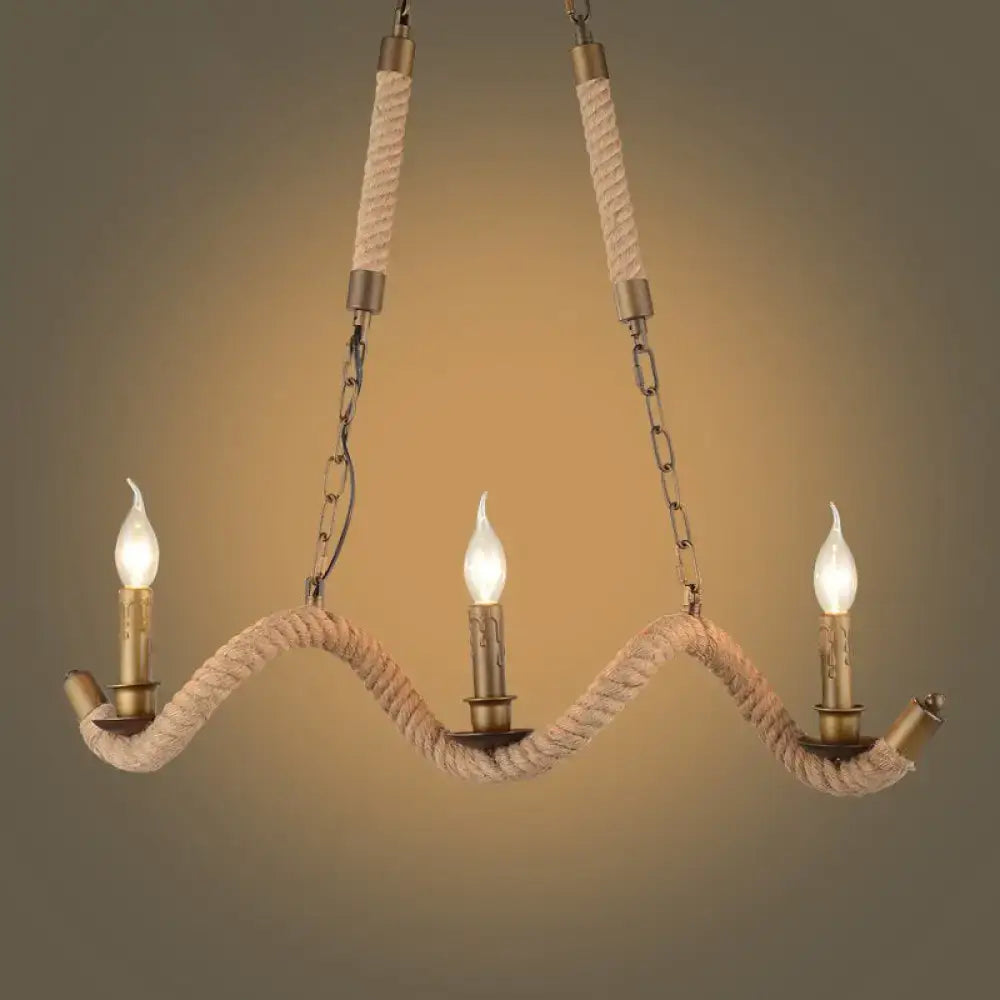 Rustic flaxen rope island pendant light kitchen candlestick fixture