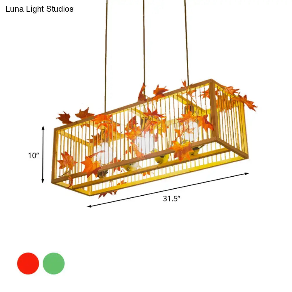 Vintage beige tea room maple leaf pendant light – dining room