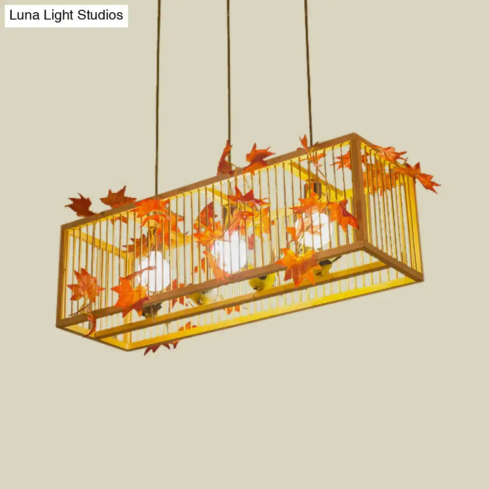 Vintage beige tea room maple leaf pendant light – dining room