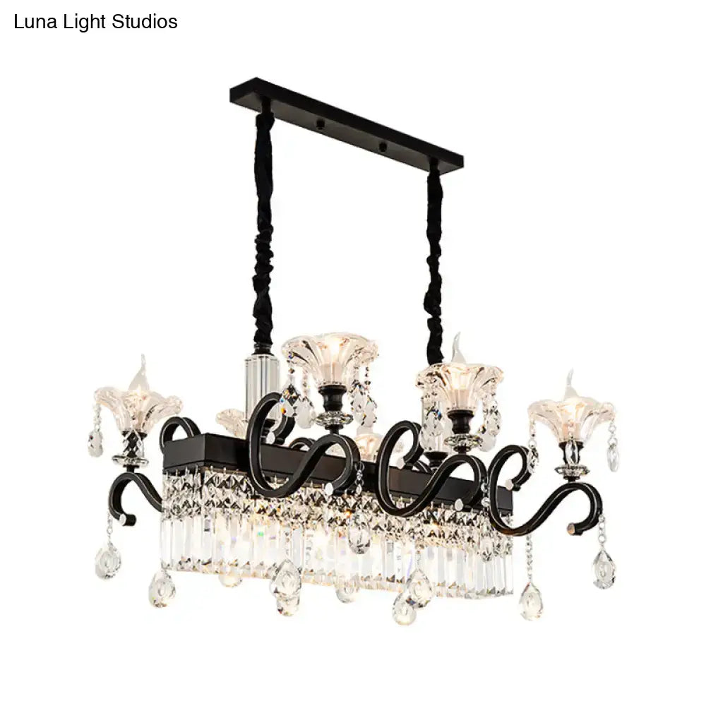 Vintage black crystal chandelier – dining room ornate pendant light