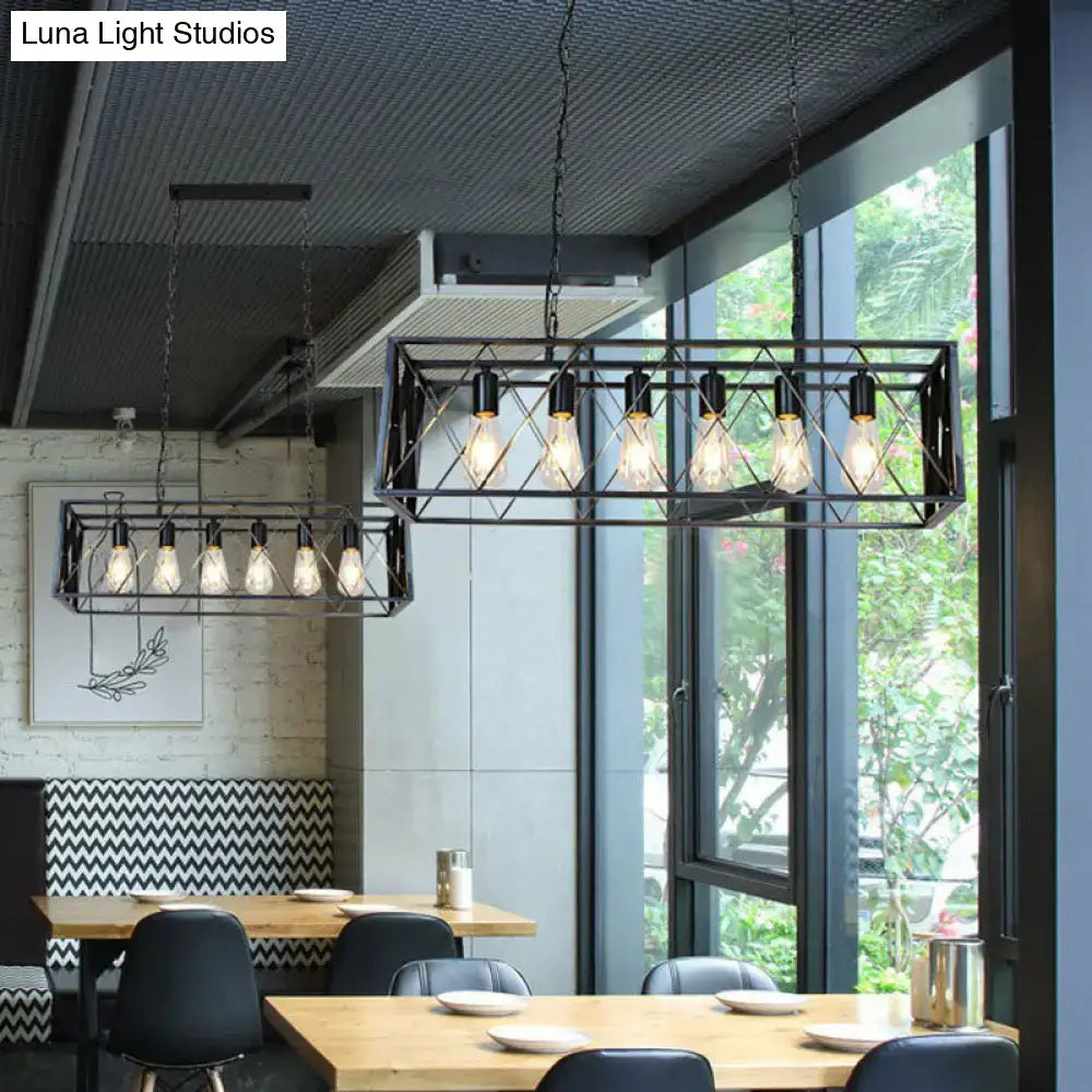 Industrial vintage black iron island pendant light dining room ceiling