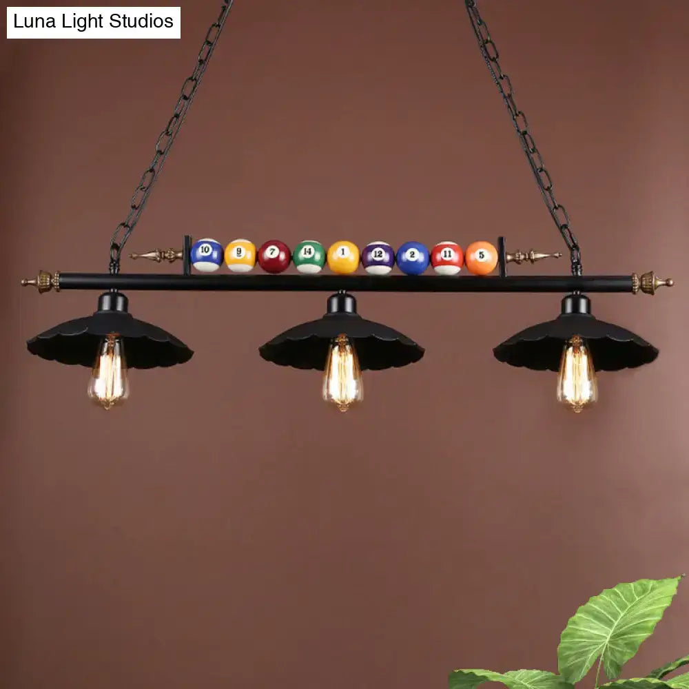 Vintage black billiard ball pool table light game room fixture