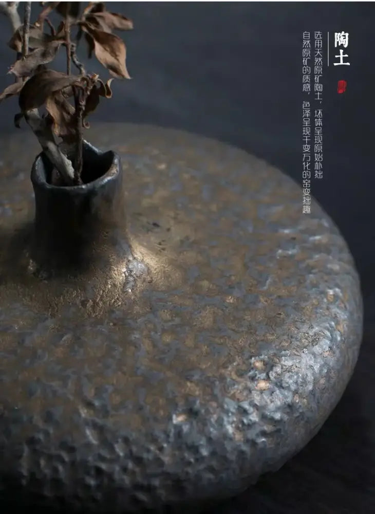 Chinese retro matte silver ceramic vase living room decor