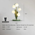 Vintage floral table lamp sage green & gold – bedroom lily light