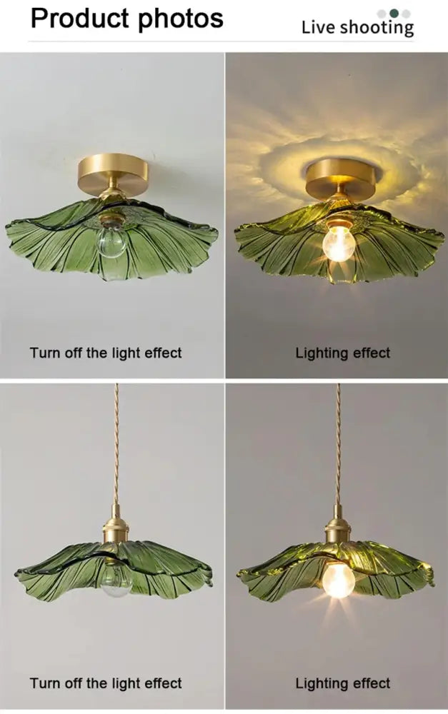 Vintage pink green and white flower glass pendant lights dining room