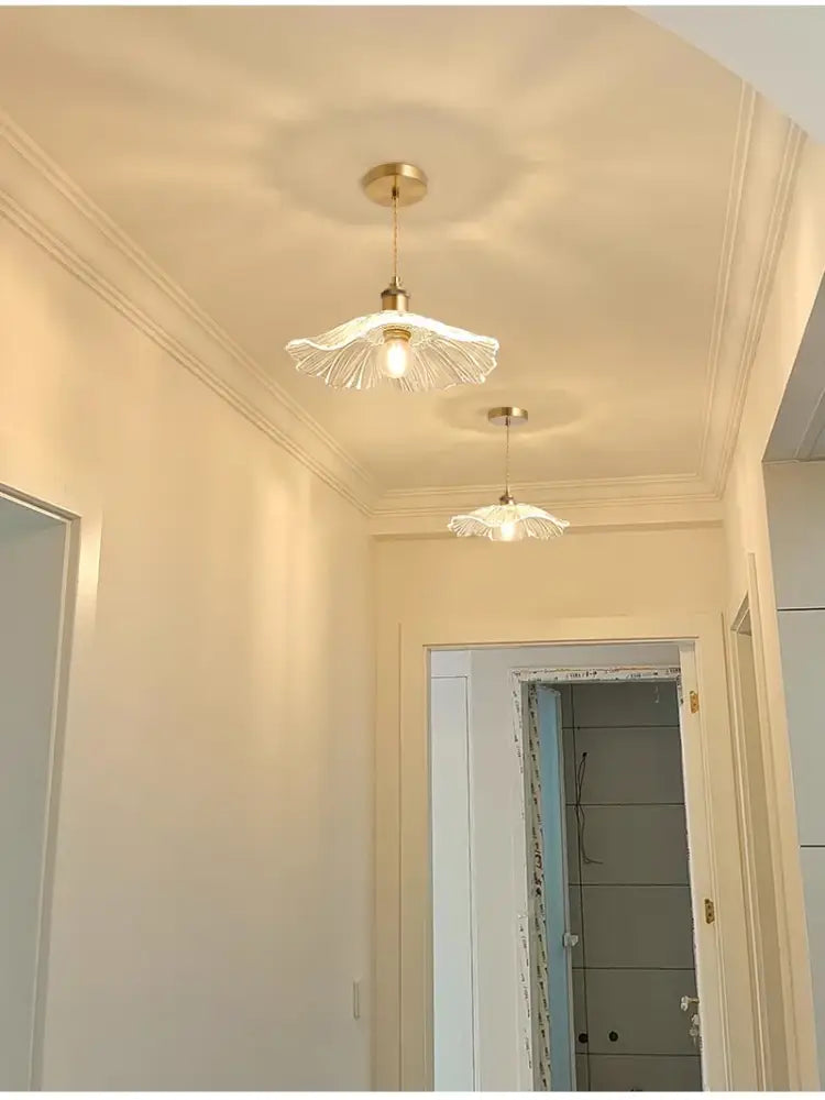 Vintage pink green and white flower glass pendant lights dining room